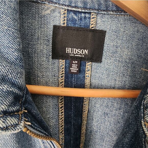 Hudson jean light jacket crop zip up back tie front pockets - Picture 11 of 14